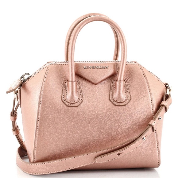 Givenchy Metallic Sugar Goatskin Mini Antigona Rose Gold Light Pink - Picture 11 of 16